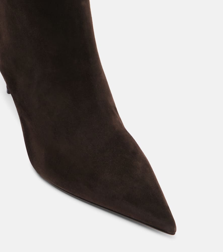Christian Louboutin Miss Z 80 Suede Knee Boots In Brown