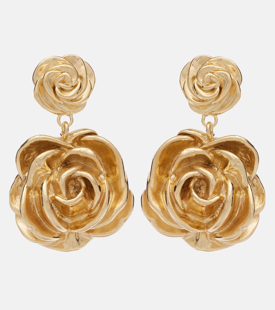 Floral gold-plated drop earrings