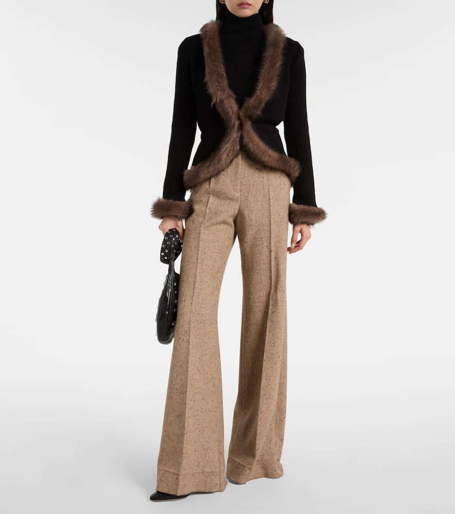 Valentino Shearling-trimmed Cashmere Jacket In Black