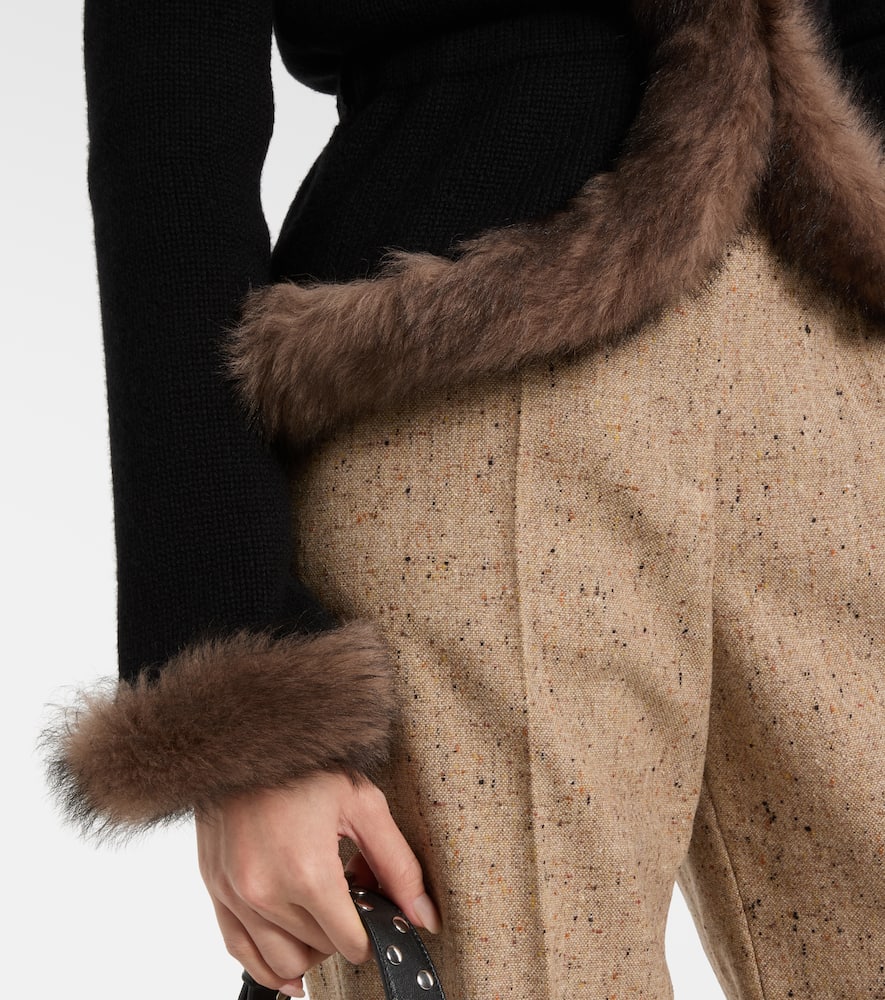 Valentino Shearling-trimmed Cashmere Jacket In Black