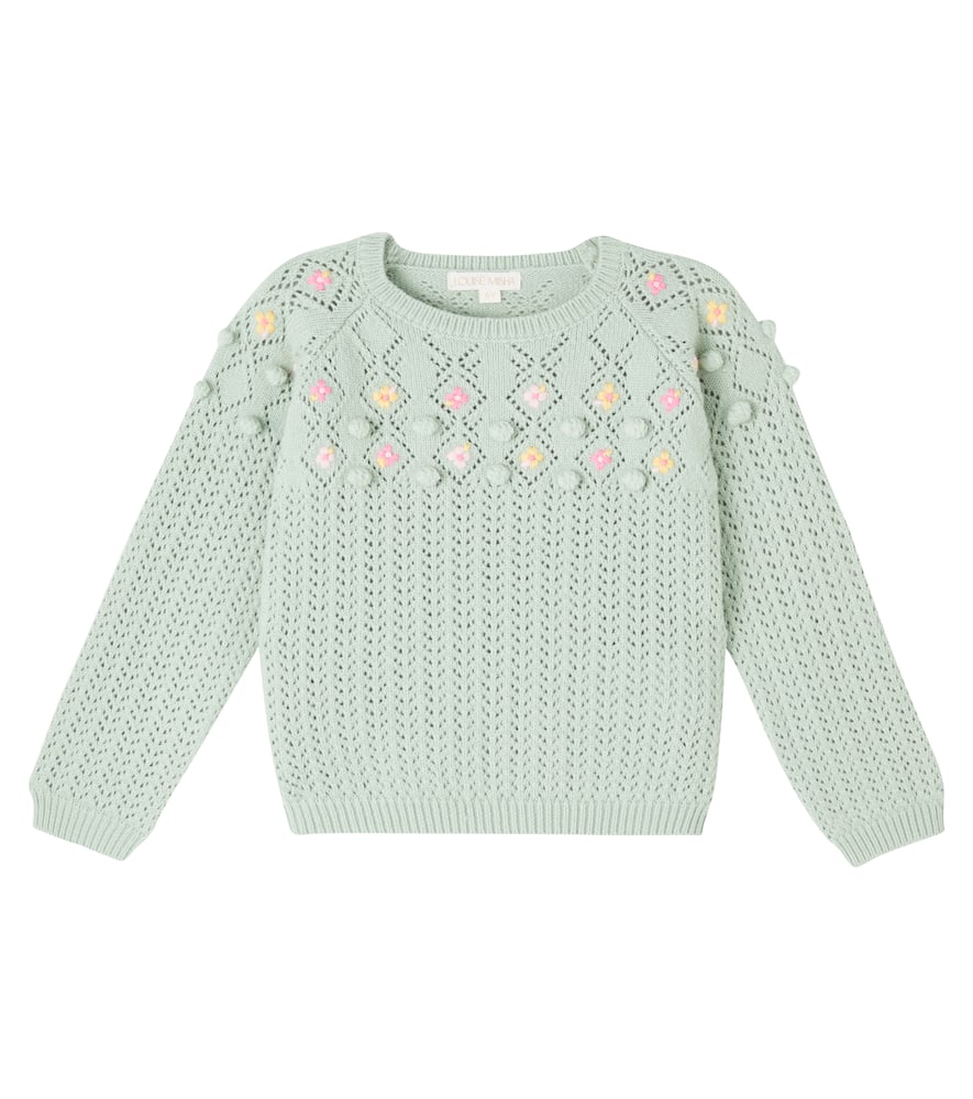 Louise Misha Vakita Embroidered Open-knit Sweater In Green