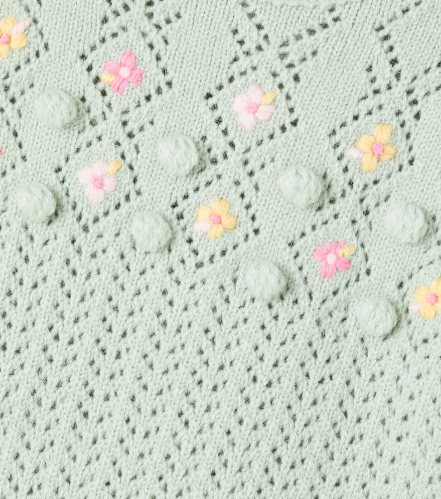 Louise Misha Vakita Embroidered Open-knit Sweater In Green
