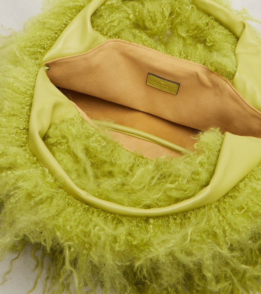 Gucci Softbit Faux Fur Tote Bag In Green