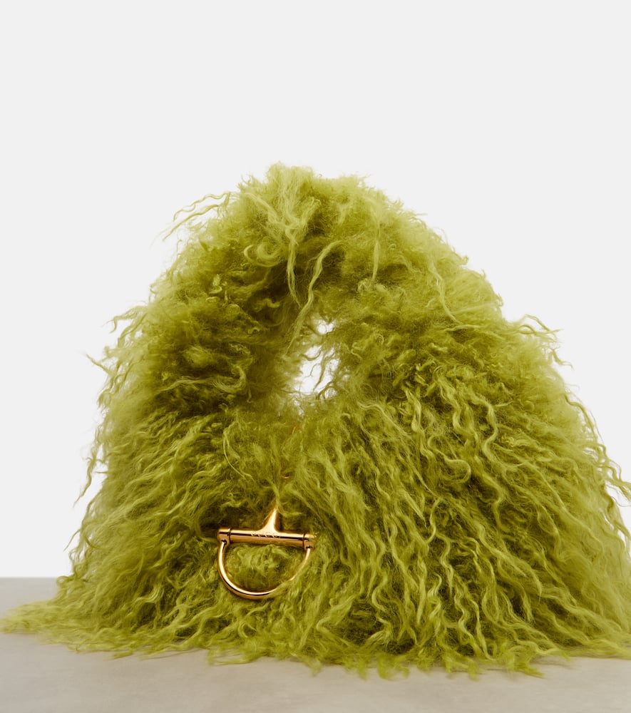 Gucci Softbit Faux Fur Tote Bag In Green