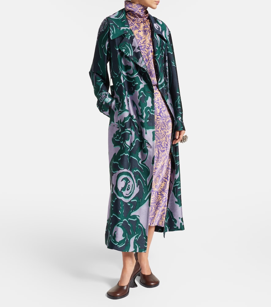 Dries Van Noten Floral silk satin midi skirt