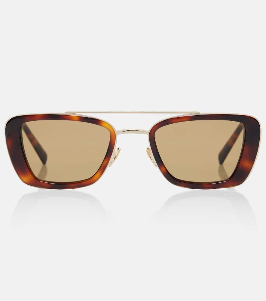 Saint Laurent Rectangle-frame Tortoiseshell Acetate And Gold-tone Sunglasses In Brown