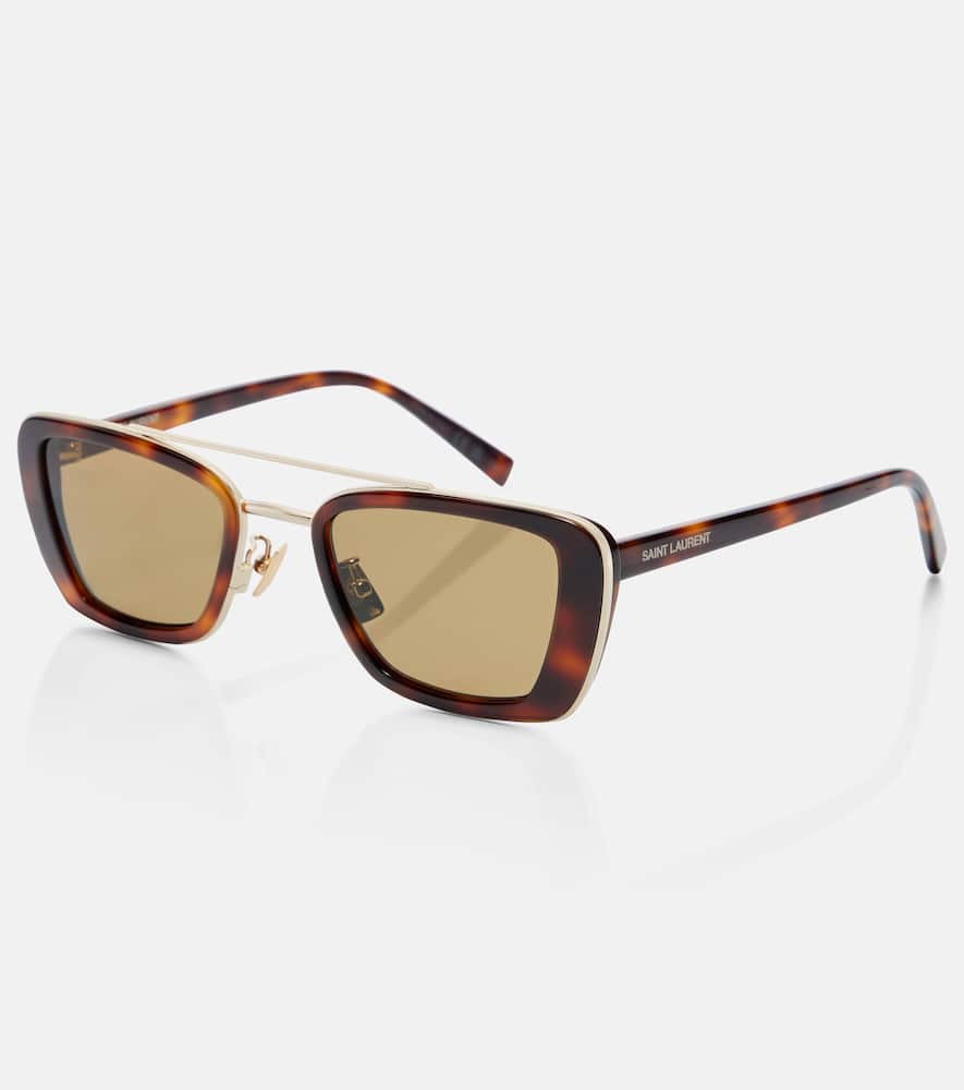 Saint Laurent Rectangle-frame Tortoiseshell Acetate And Gold-tone Sunglasses In Brown