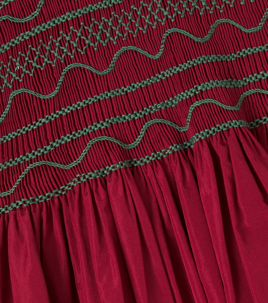 La Coqueta Victoria Smocked Taffeta Dress In Burgundy