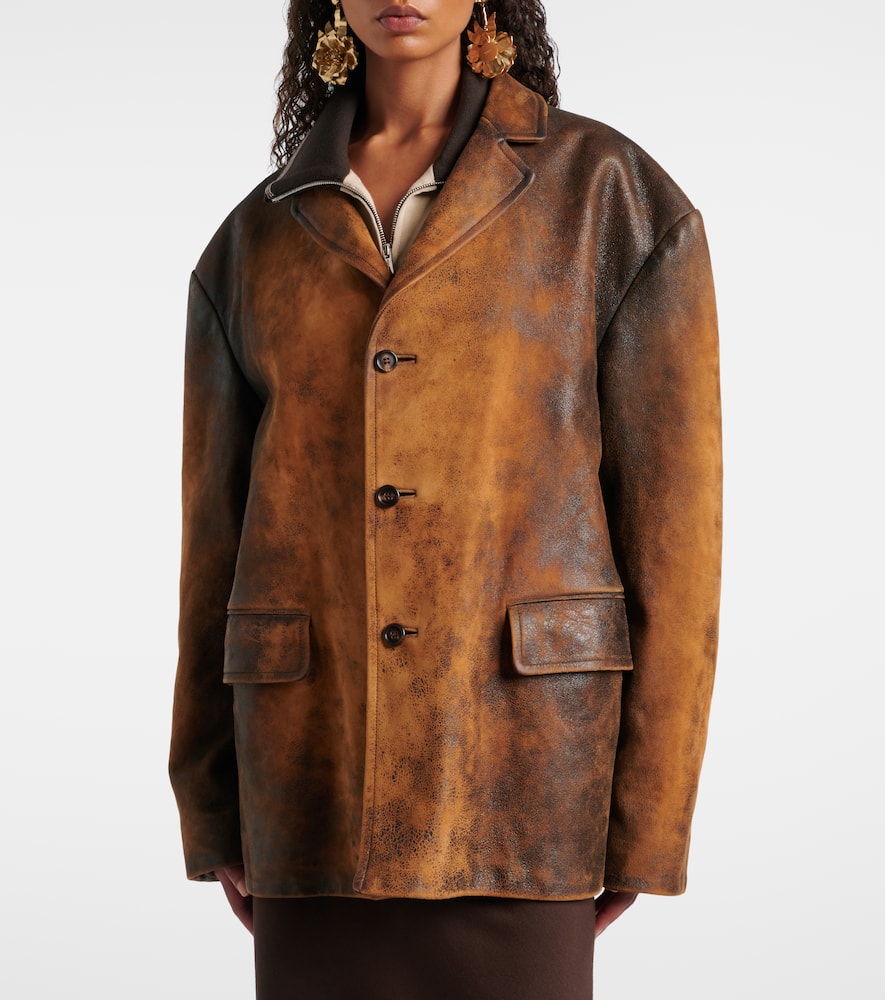 Miu Miu Oversized Suede Jacket In Brown