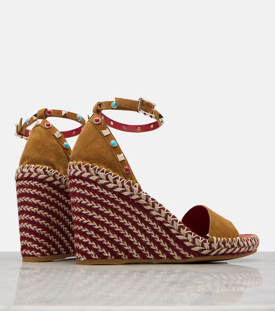  Valentino Garavani Valentino Garavani Wedge-sandalen Rockstud Aus Veloursleder 