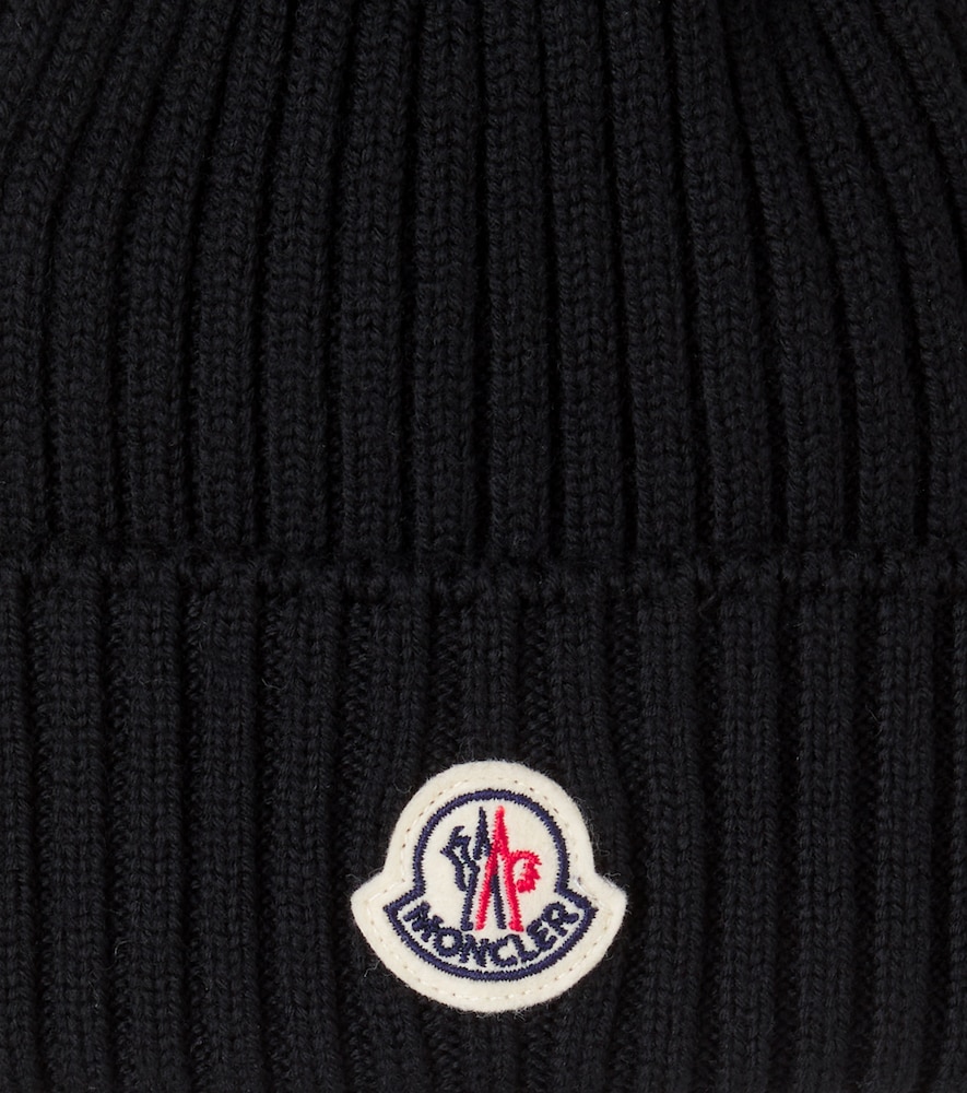  Moncler Enfant Moncler Enfant Logo Ribbed-knit Wool Beanie 