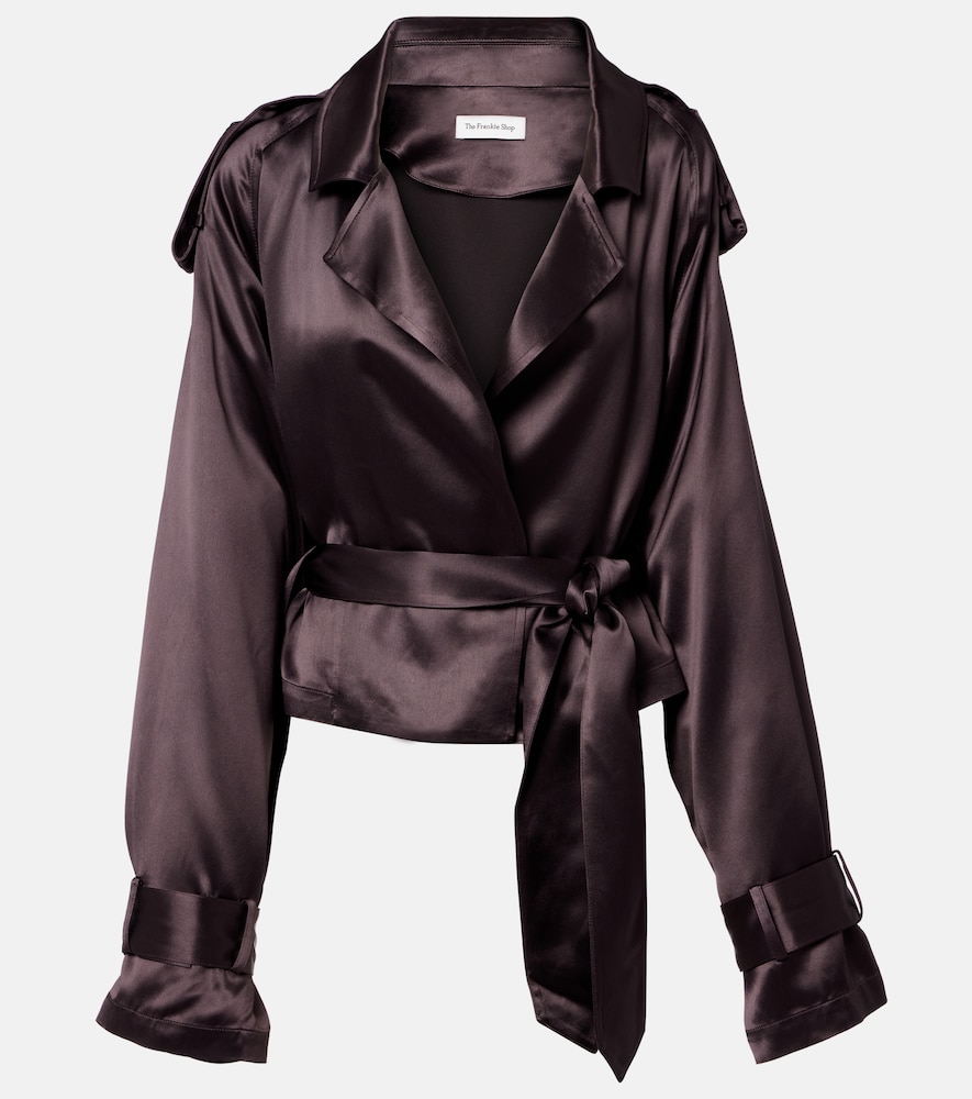 The Frankie Shop Simona cropped satin trench coat