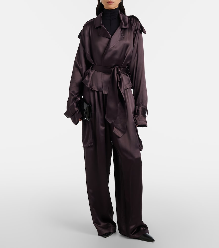 The Frankie Shop Simona cropped satin trench coat