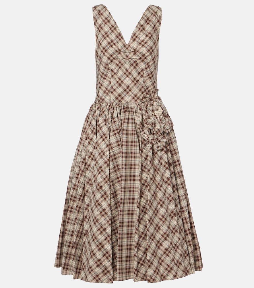 Prada Checked cotton poplin midi dress