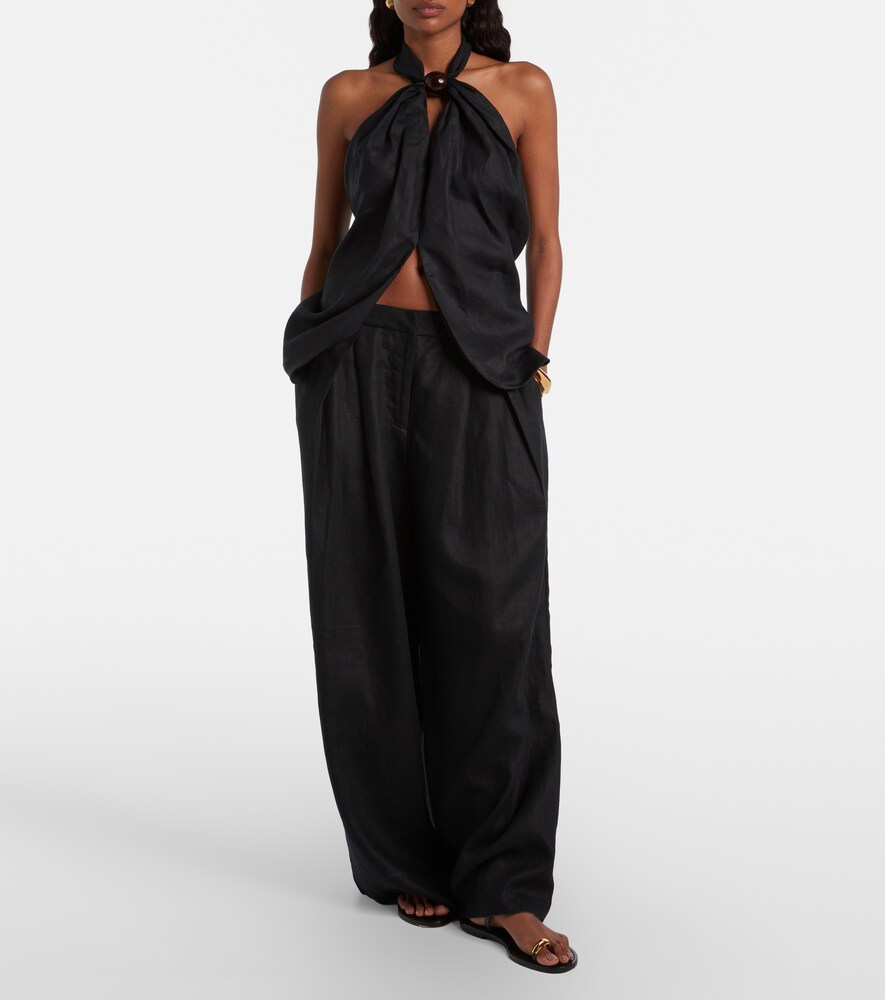 Faithfull Sofia pleated linen wide-leg pants