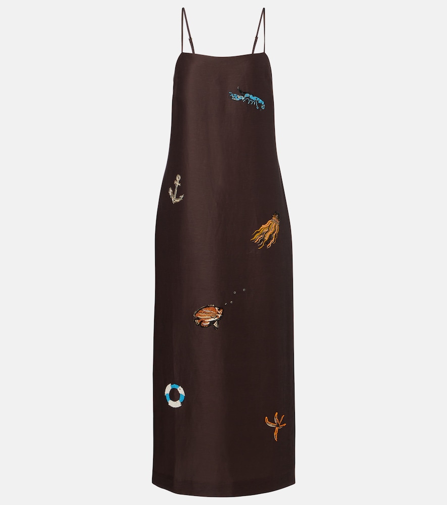 Alemais Alémais Embellished printed linen-blend maxi dress