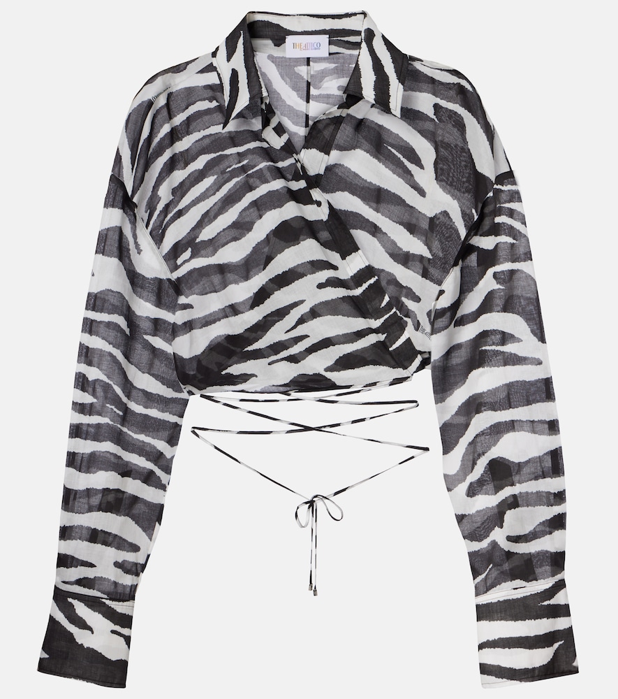 The Attico Zebra-print cotton muslin wrap top