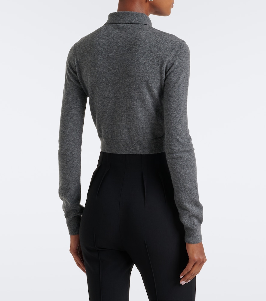 Cropped Cashmere Polo Sweater