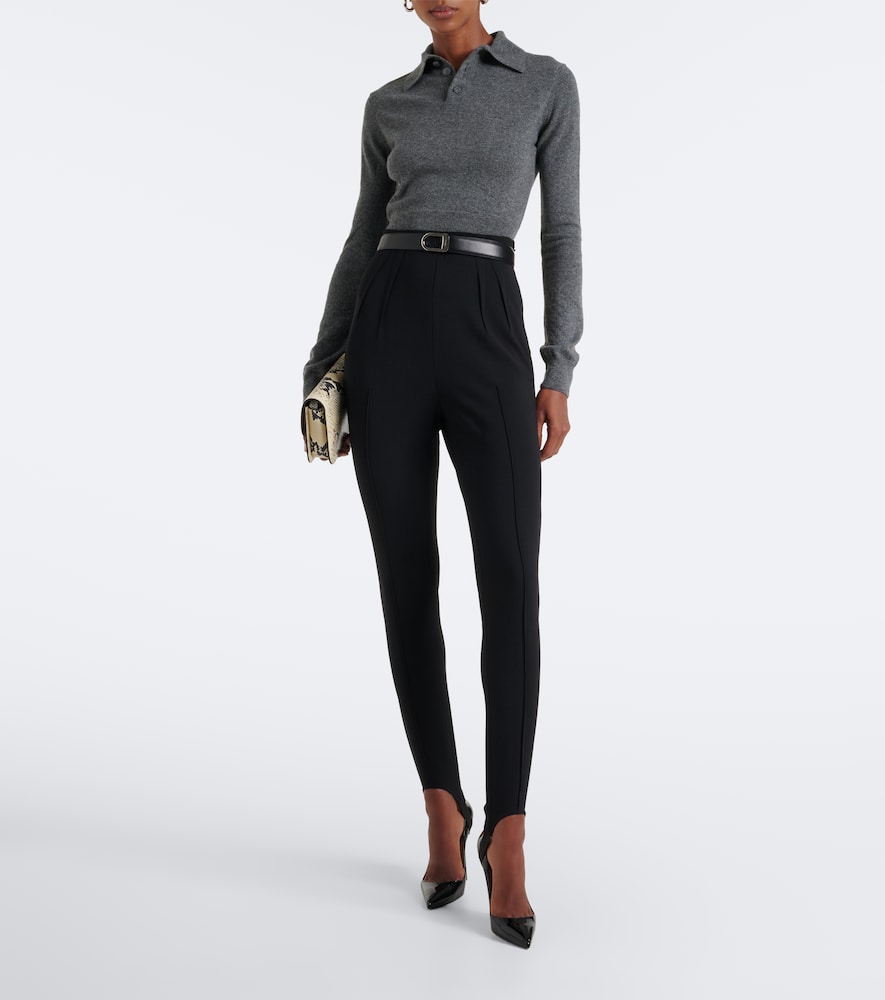 Cropped Cashmere Polo Sweater