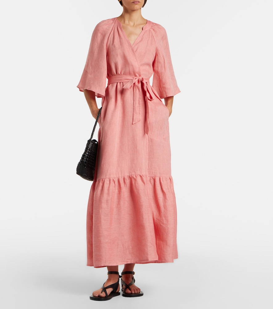 Eres Audacieuse belted linen midi dress