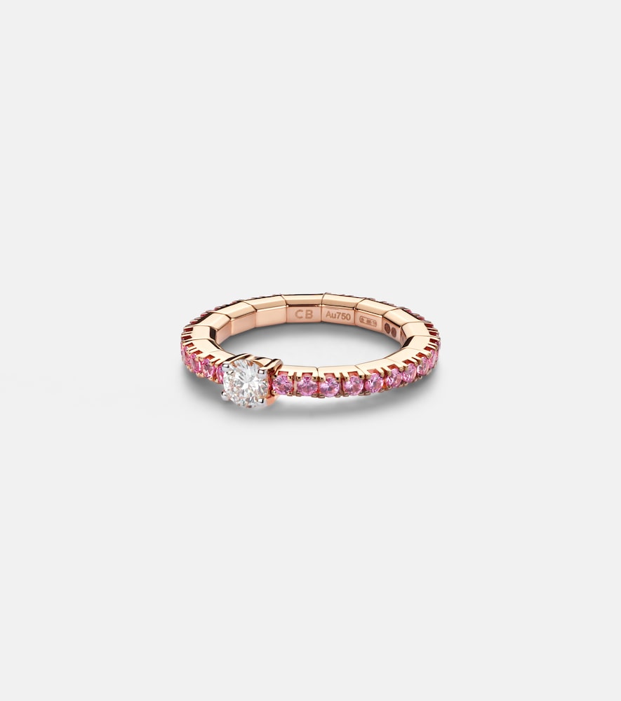 Bucherer Fine Jewellery Stretchy 18kt rose gold ring with diamond and sapphires | Thumbnail 6