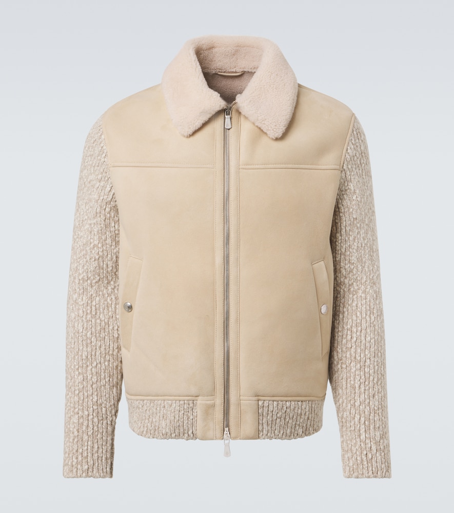 Eleventy Men's Beige Shearling-Lined Suede Jacket UK Size 44 - Mytheresa