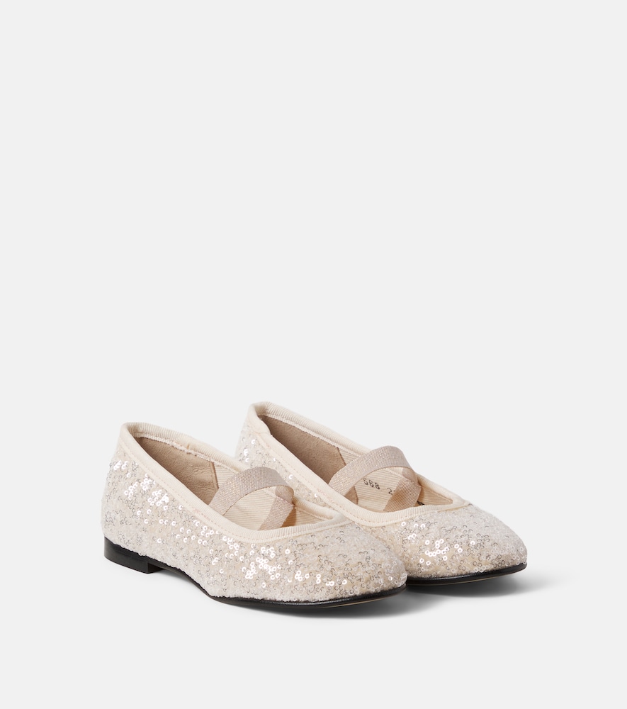 Ballerinas aus Leder mit Pailletten