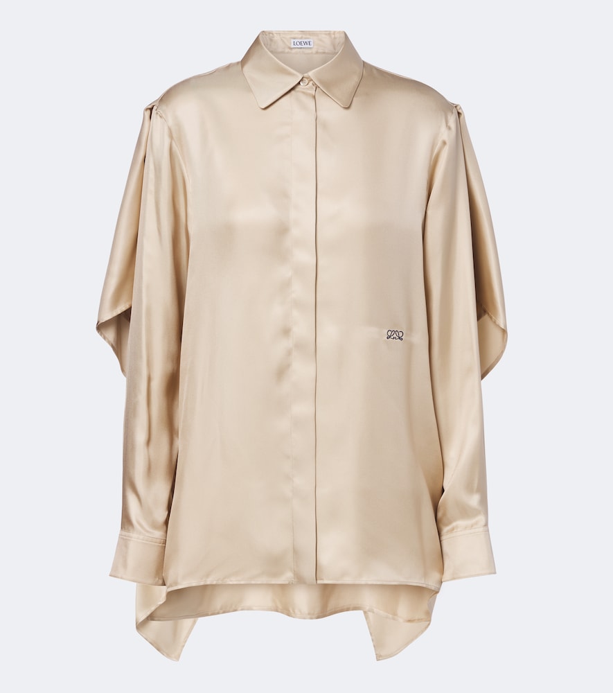 Camicia in twill di seta con mantella
