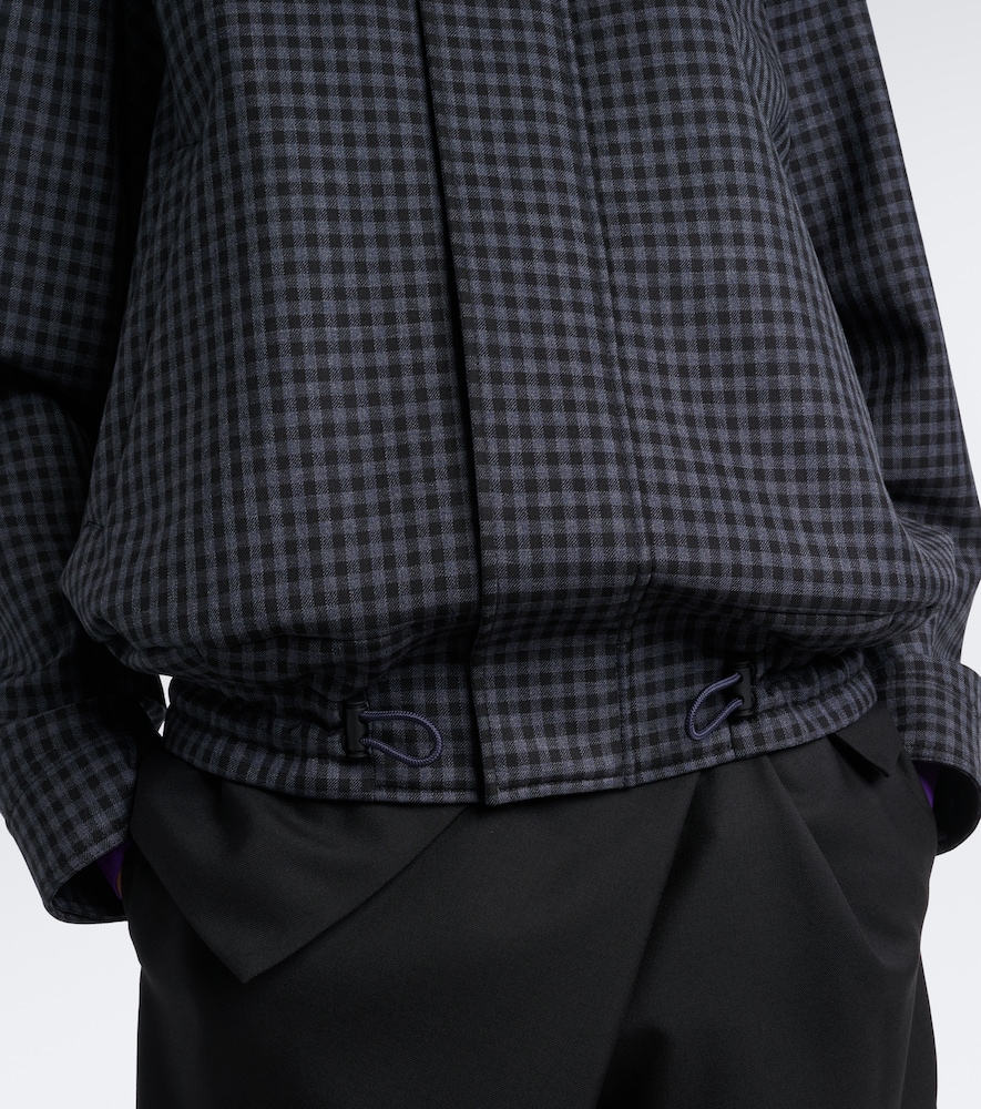 Gingham Wool-Blend Blouson Jacket