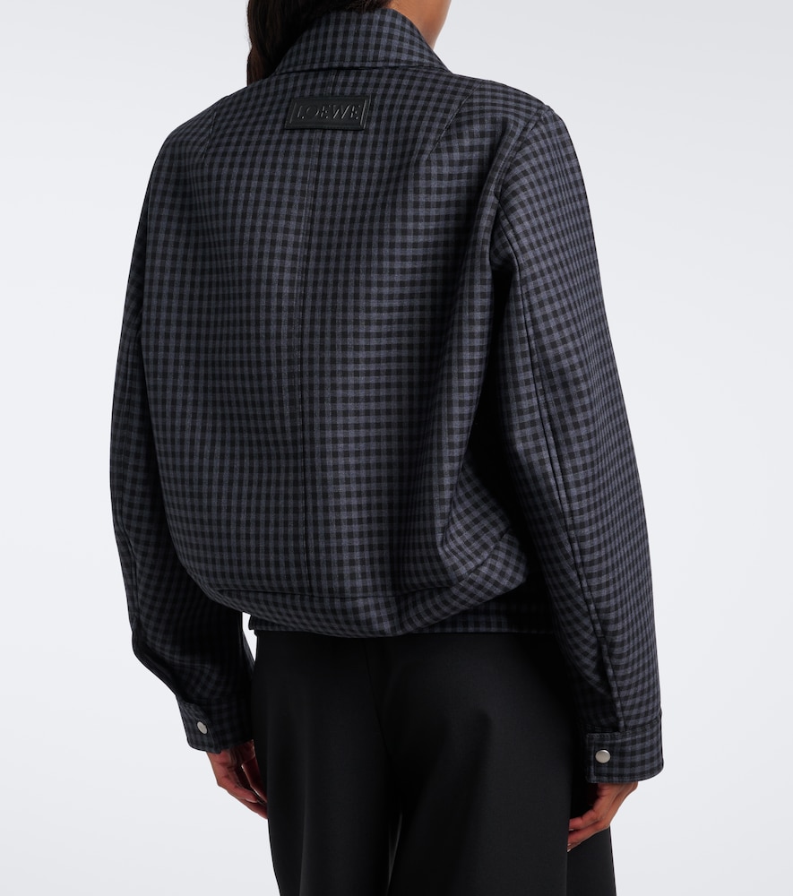 Gingham Wool-Blend Blouson Jacket