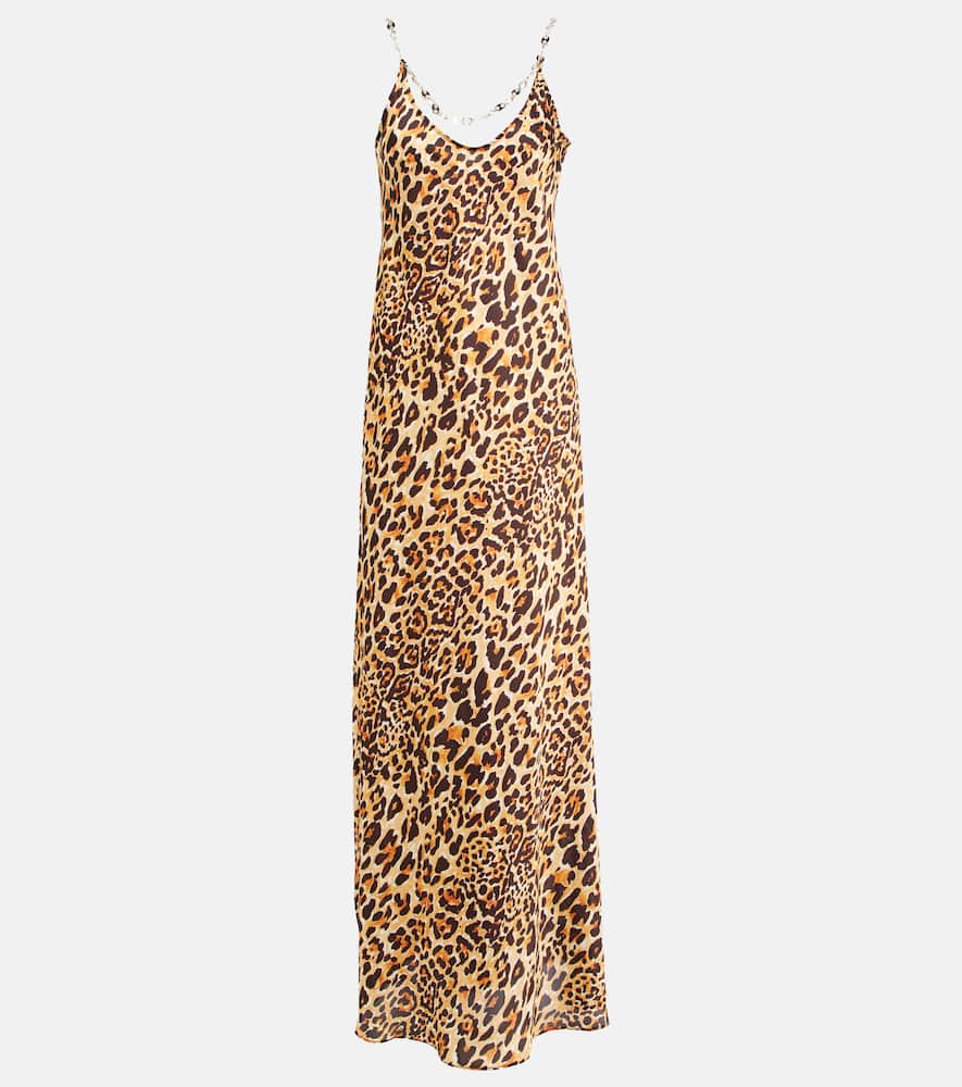Embellished leopard-print maxi dress