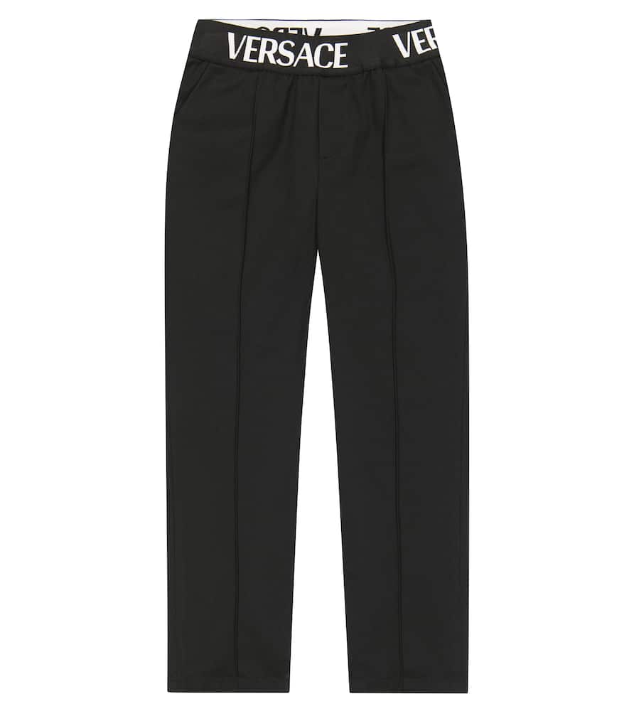 Versace Kids Logo high-rise cotton pants