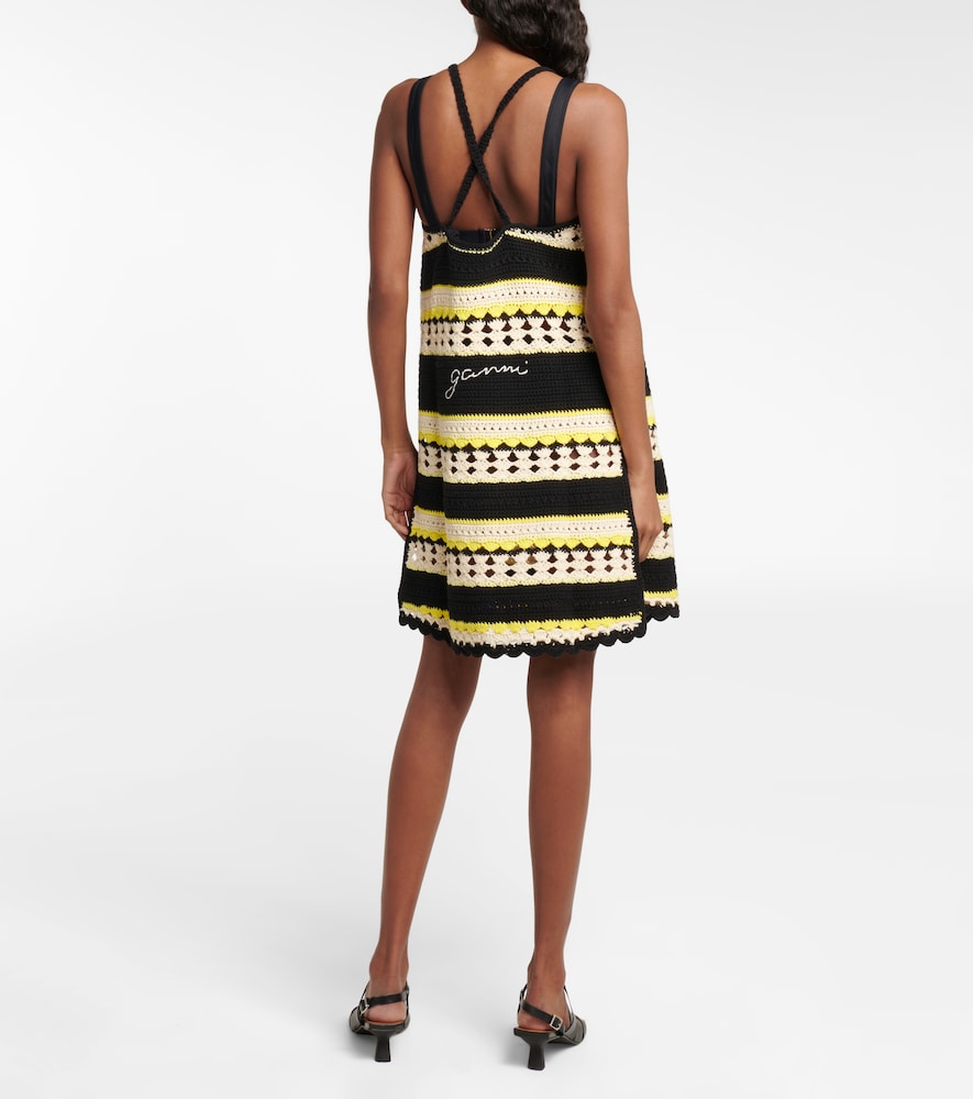  Ganni Ganni Logo Striped Crochet Minidress 