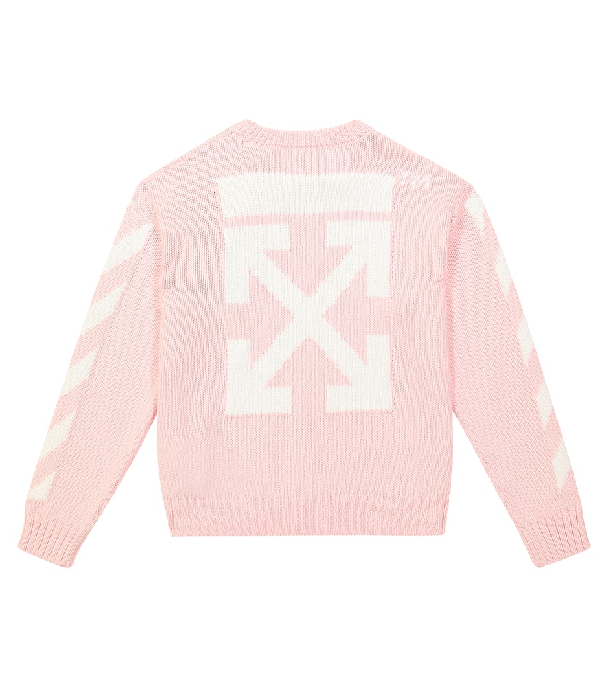 Off-white Arrow Cotton Sweater In Pink
