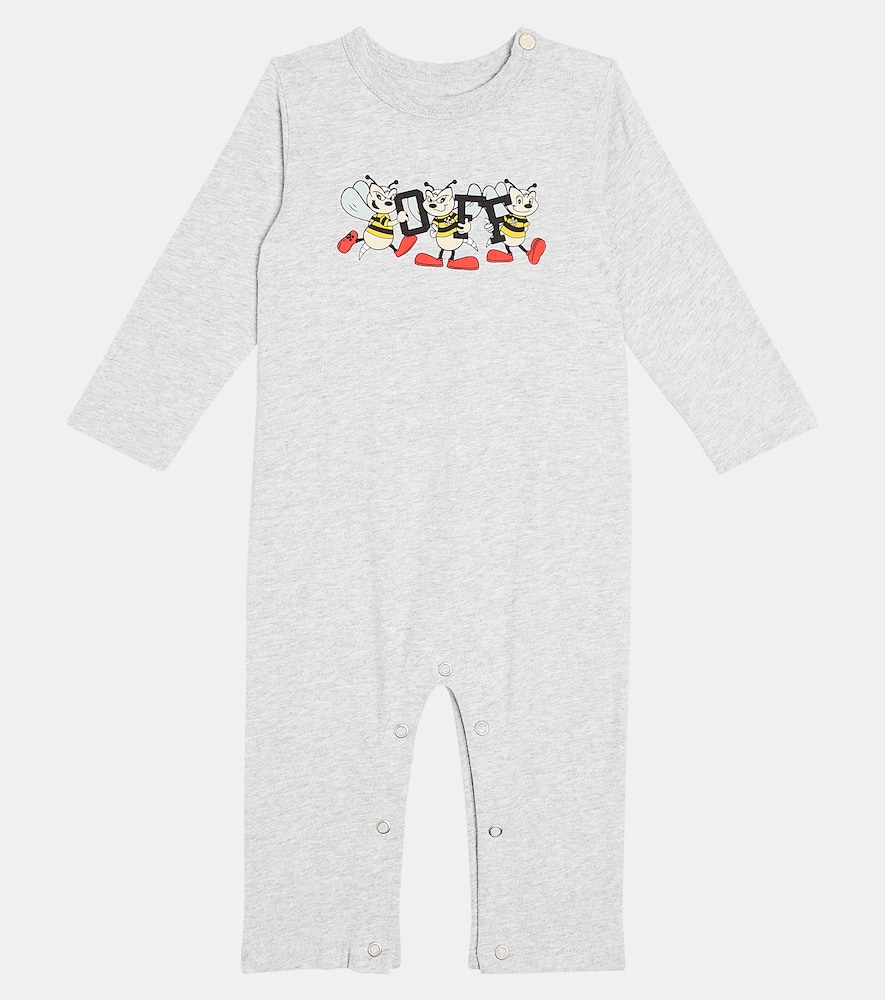 Off-white Baby Cotton Playsuit And Bodysuit In Multi
