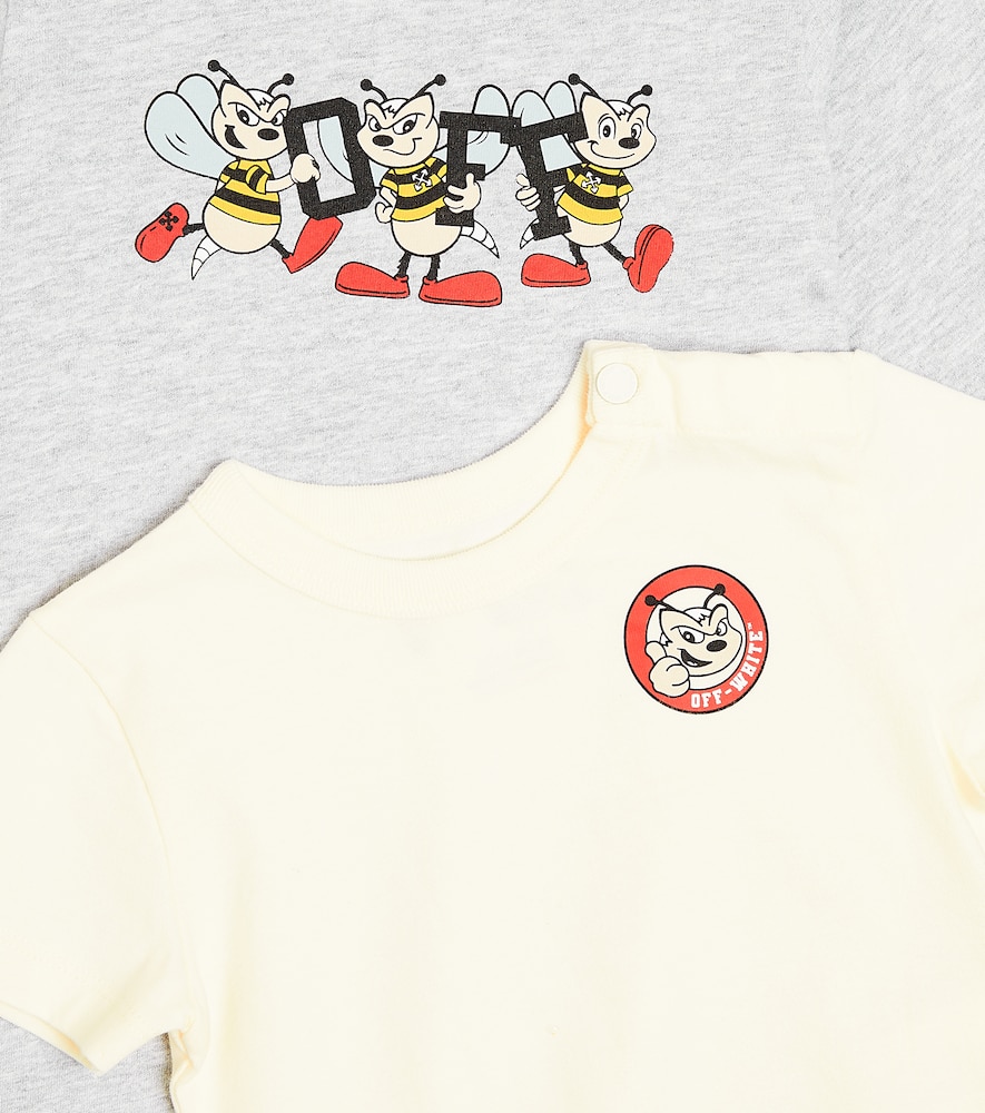 Off-white Baby Cotton Playsuit And Bodysuit In Multi