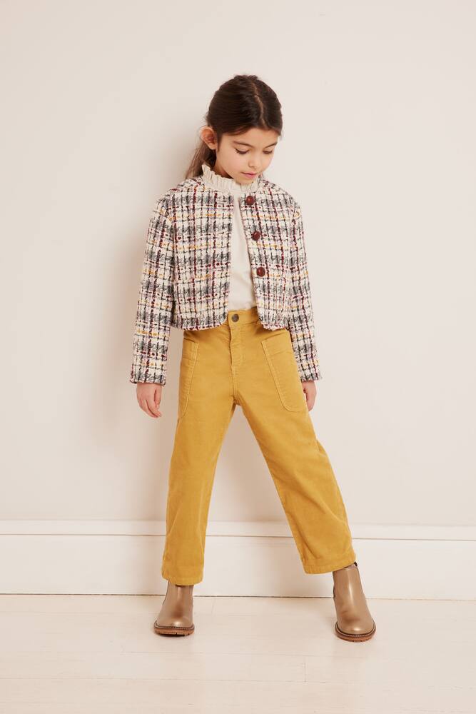 Shop Bonpoint Looping Corduroy Straight Pants In Yellow