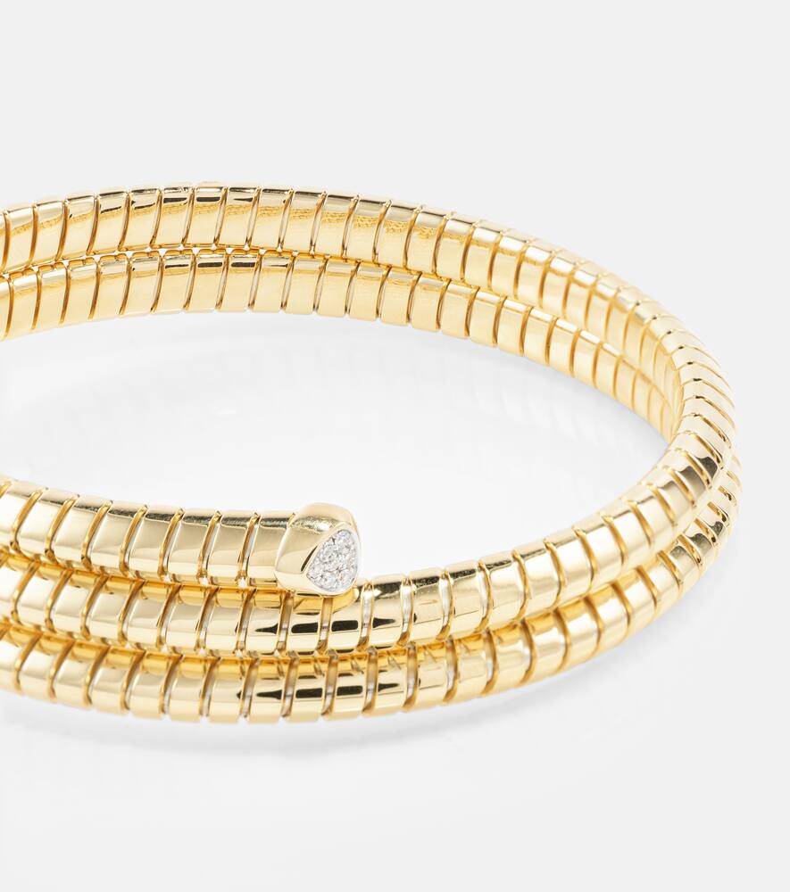 Shop Marina B Trisolina Triple 18kt Gold Bangle With Diamonds