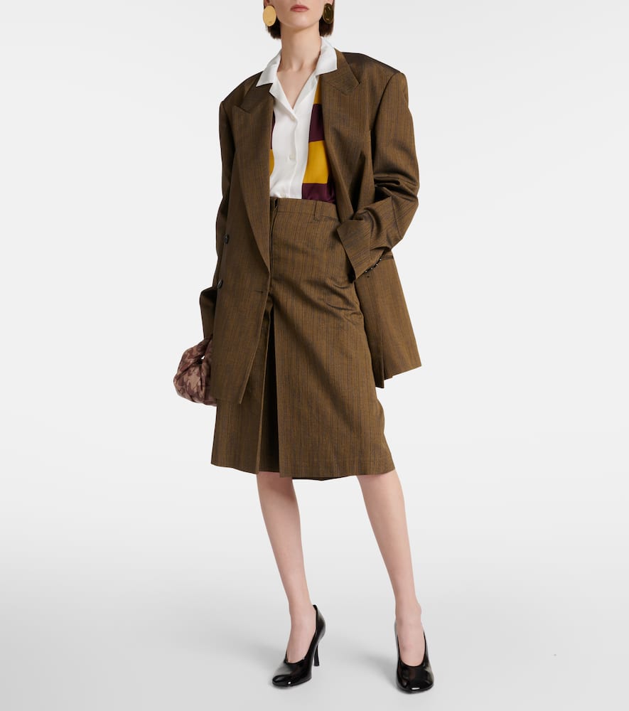 Dries Van Noten Cotton And Silk-blend Midi Skirt In Yellow