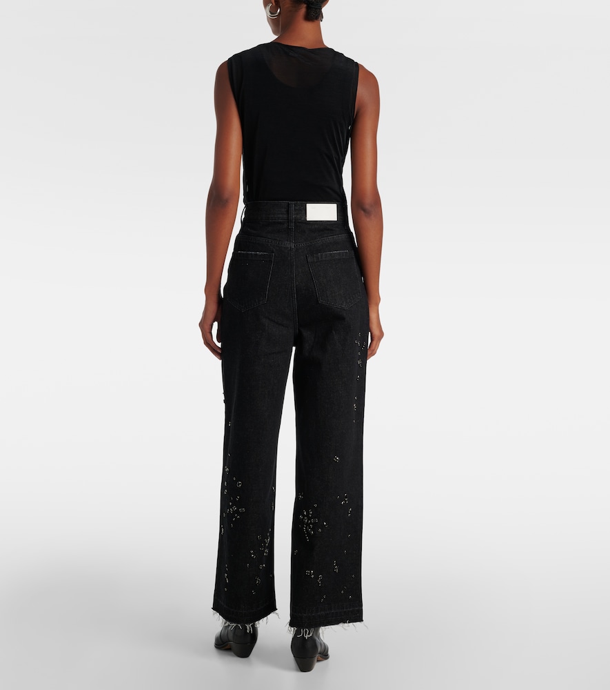 Distressed Wide- Leg