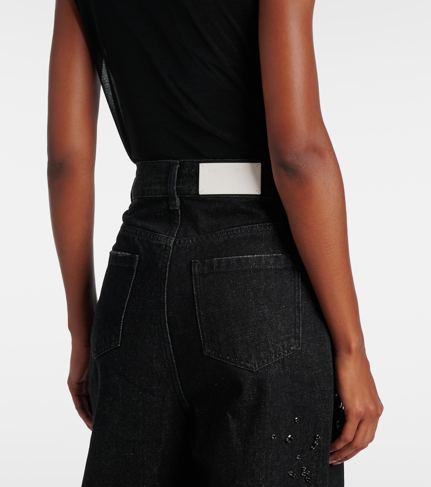  Xu Zhi Xu Zhi Embellished Distressed Wide-leg Jeans 