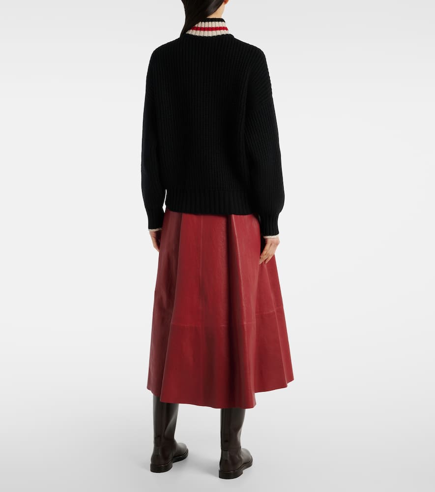 Brunello Cucinelli Cashmere Feather Yarn English Rib Turtleneck Sweater With Shiny Half Zip In Black