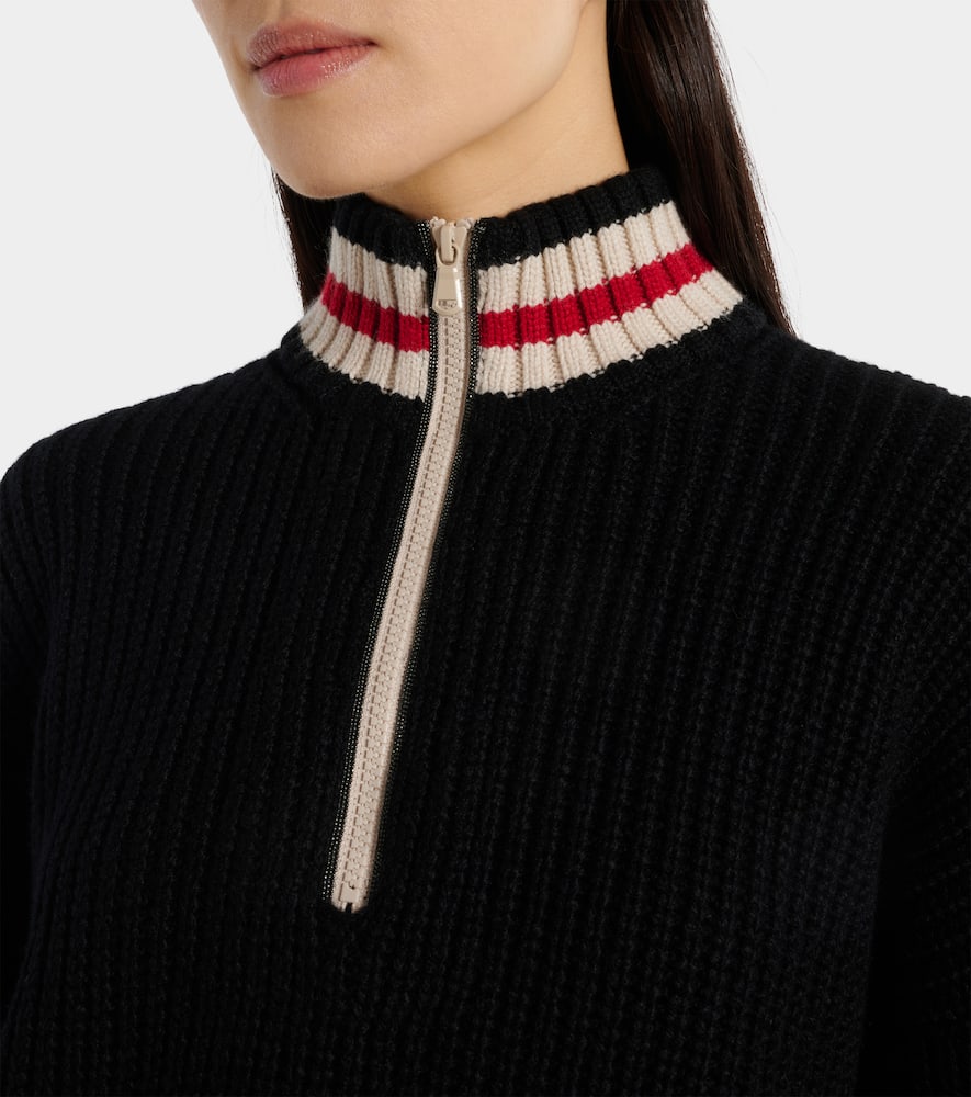 Brunello Cucinelli Cashmere Feather Yarn English Rib Turtleneck Sweater With Shiny Half Zip In Black