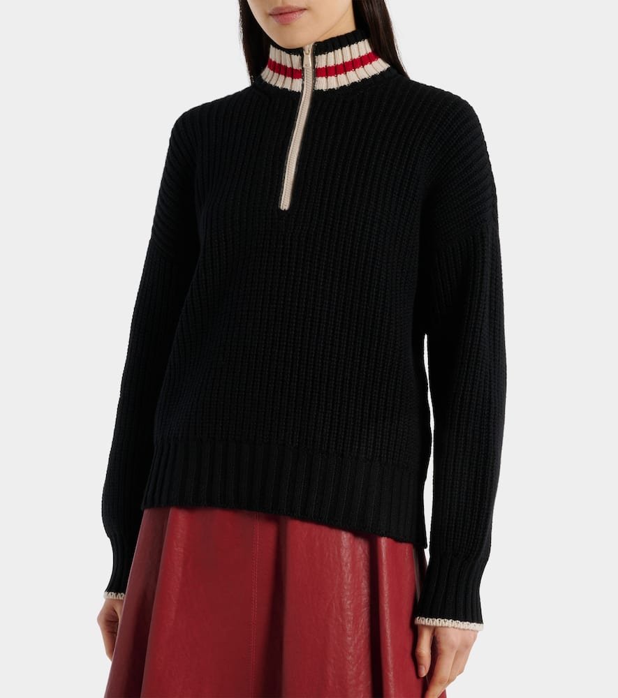 Brunello Cucinelli Cashmere Feather Yarn English Rib Turtleneck Sweater With Shiny Half Zip In Black