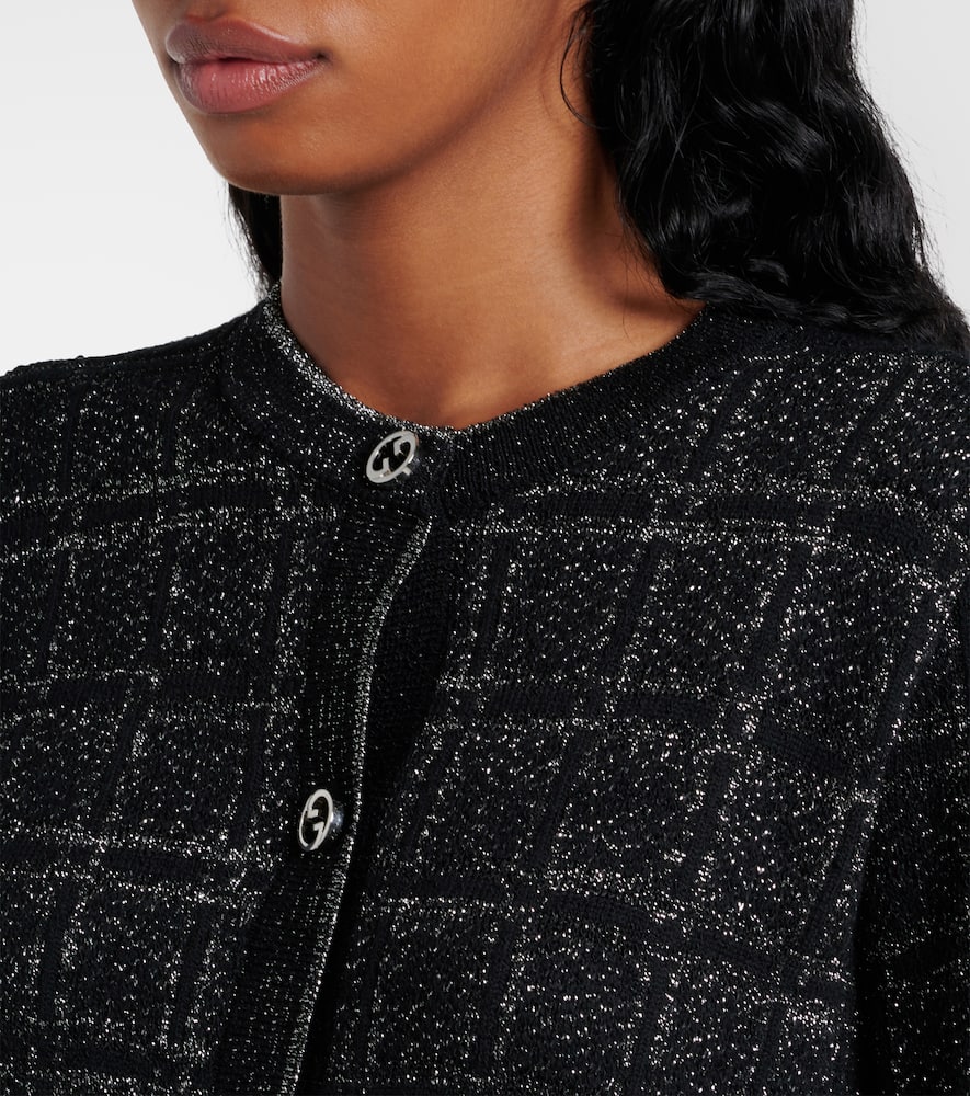 Gucci Interlocking-g Check Cardigan In Black