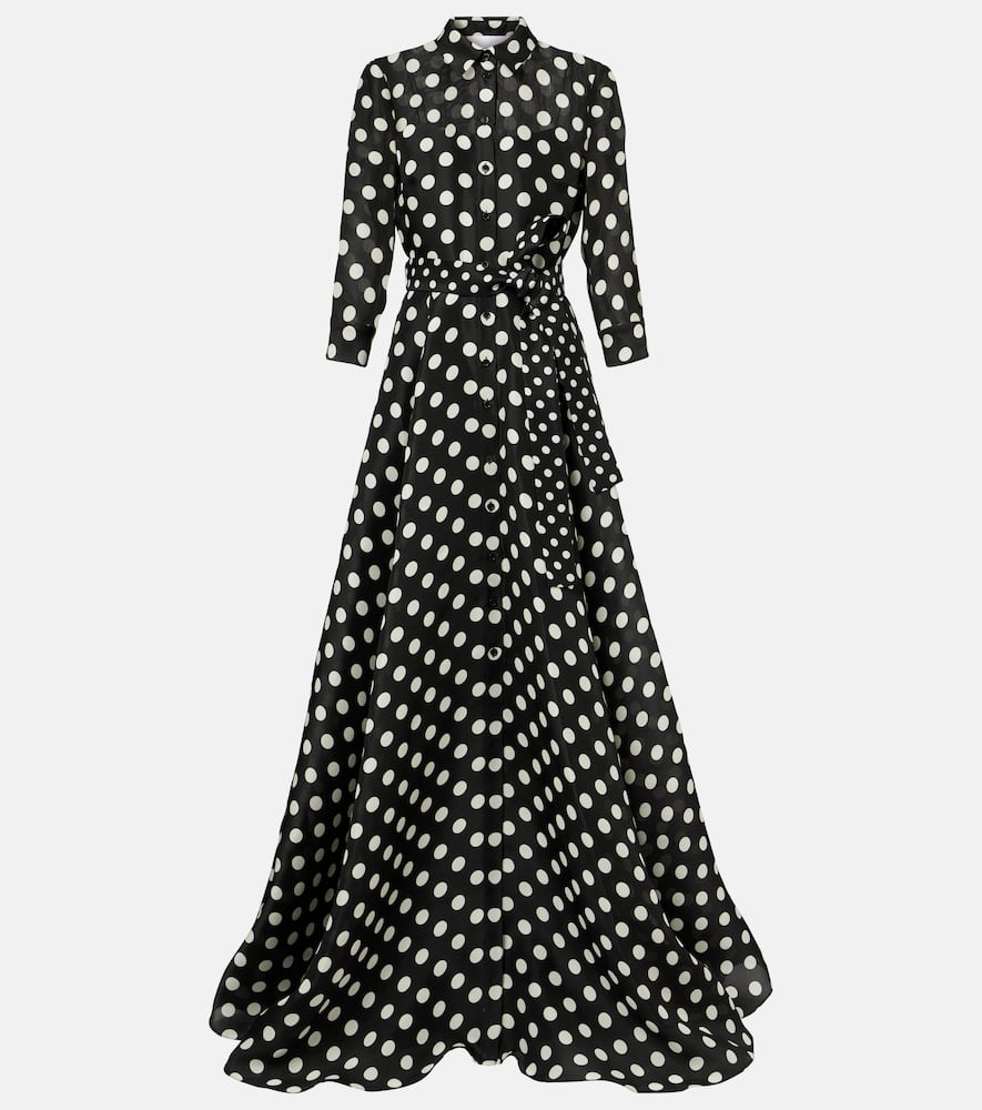 Carolina Herrera Polka Dot-pattern Maxi Dress In Black