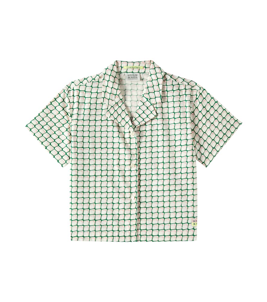 Scotch & Soda Printed Cotton-blend Top In Beige