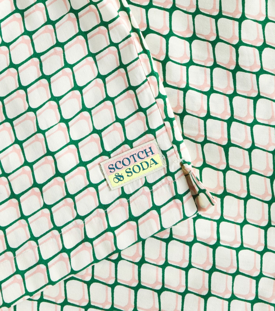 Scotch & Soda Printed Cotton-blend Top In Beige