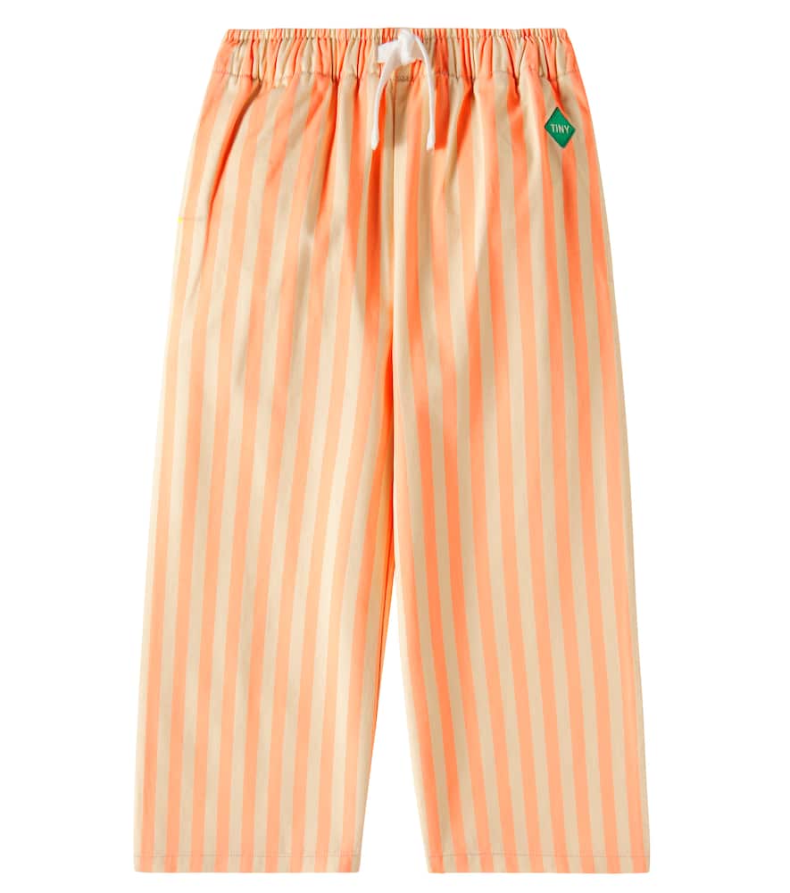 条纹棉质直筒裤