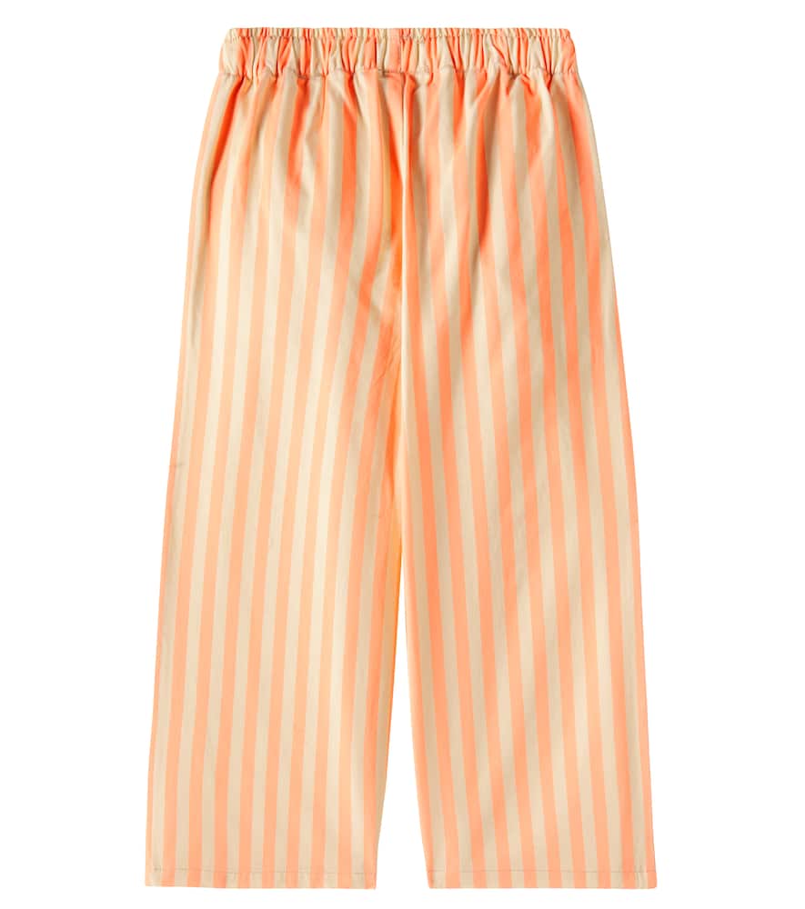 条纹棉质直筒裤